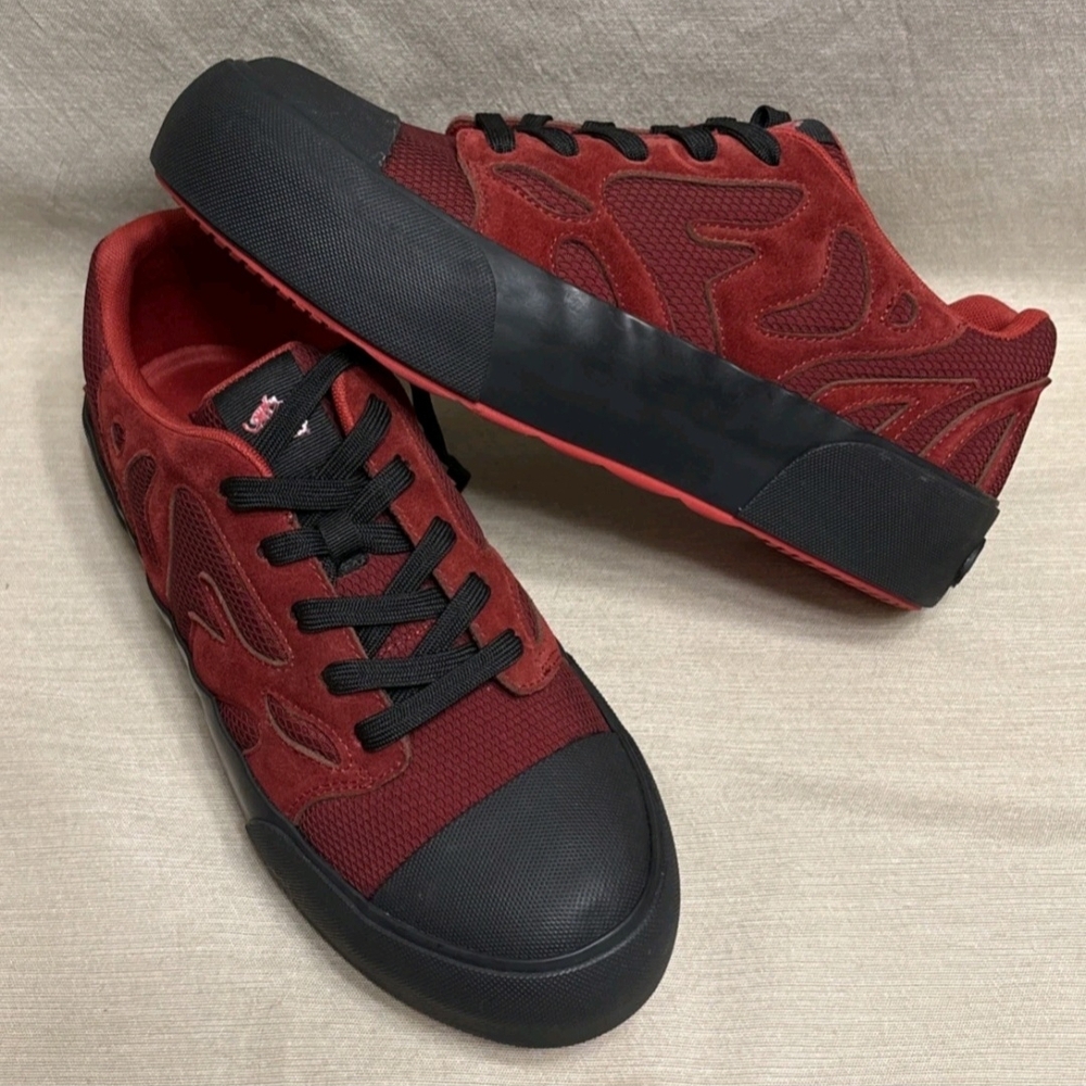 John Fluevog Super Provog  Agave Lace-Up Shoes with Mesh Burgundy Size M/9 W/11